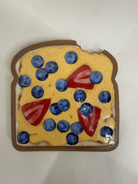 Strawberries + Blueberries on Peanut Butter