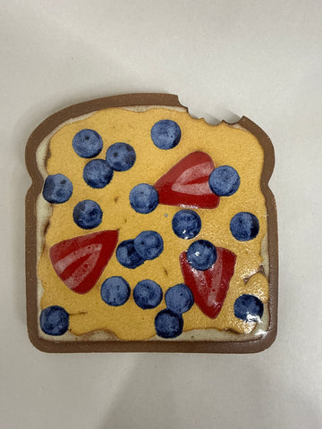 Strawberries + Blueberries on Peanut Butter